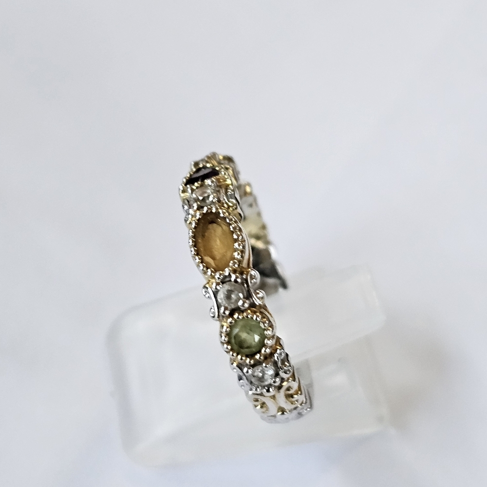 Authentic Michael Valitutti Multi Gemstone Ring Palladium Silver & 18k Sz 8! - Picture 4 of 6